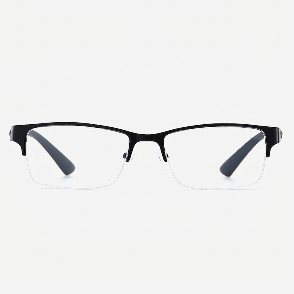 Lunoru 老眼鏡 メンズ スクエア おしゃれ 中高年向け 軽くて快適 高精細 ハーフリム ブルーライトカット 日常使い・ビジネスにおすすめ