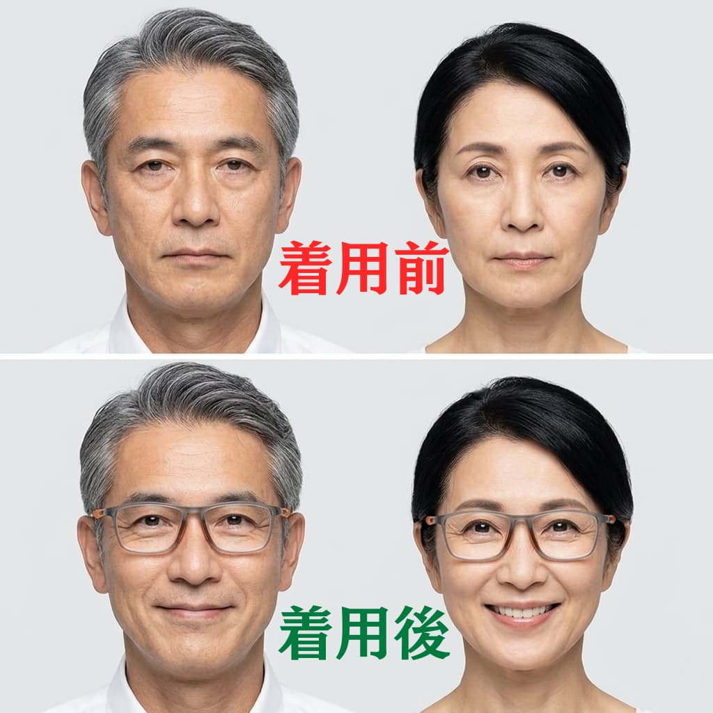 夏用多機能老眼鏡｜多焦点｜ブルーライト＆UVカット｜軽量・滑りにくい・落ちにくい｜家・外出・スポーツ対応｜若見えでおしゃれ｜男女兼用