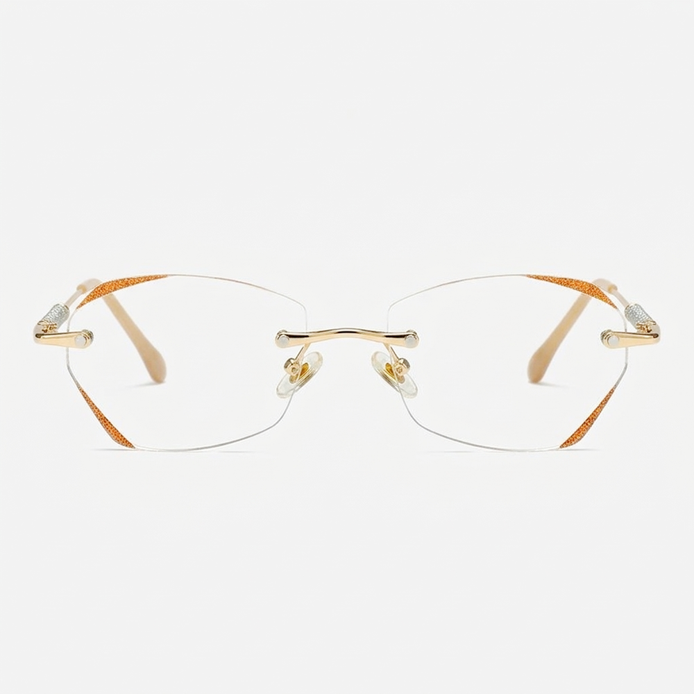 レディース 老眼鏡 フレームレス カットエッジ メタルフレーム ブルーライトカット 軽量・薄型 おしゃれ 若見え リーディンググラス 日常使いにおすすめ