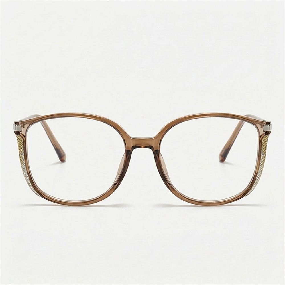 Lunoru ボストン型 ブルーライトカット 調光変色 レディース すっぴん用フレーム ラインストーン 大きめフレーム 万能コーデ おしゃれ 老眼鏡