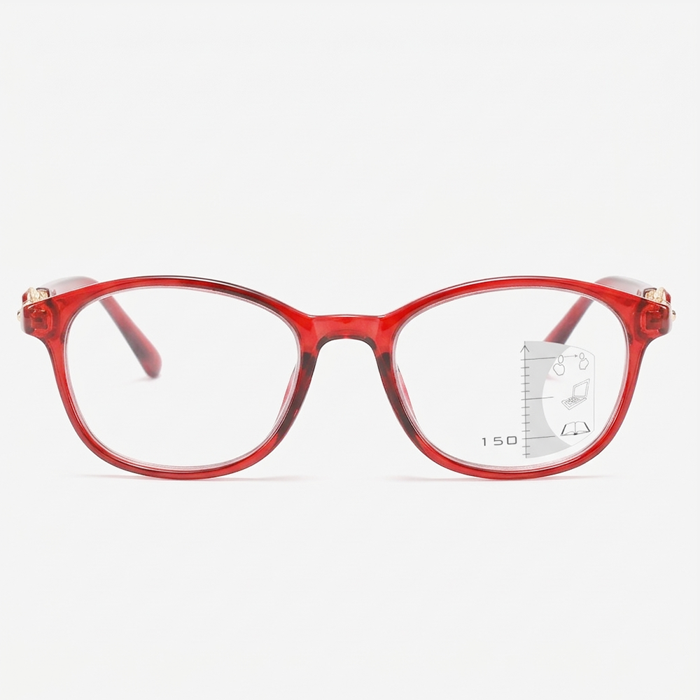 Lunoru レディース 老眼鏡 ボストン型 レトロ おしゃれ 遠近両用 多焦点 ブルーライトカット 軽くて快適 若見え リーディンググラス 日常使いにおすすめ