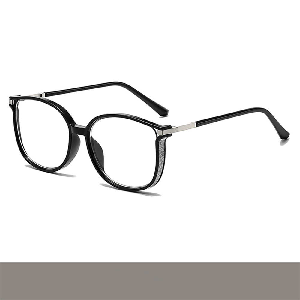 Lunoru ボストン型 ブルーライトカット 調光変色 レディース すっぴん用フレーム ラインストーン 大きめフレーム 万能コーデ おしゃれ 老眼鏡