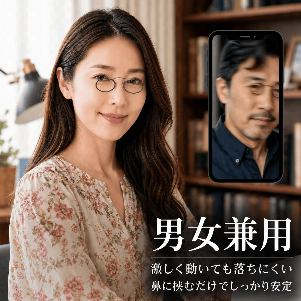 LUNORU 携帯便利な折りたたみ式つるなし老眼鏡