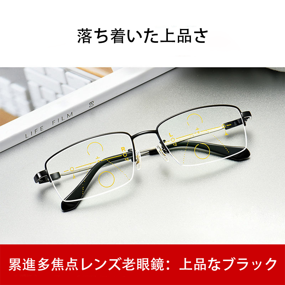 Lunoru 老眼鏡 メンズ レディース兼用 遠近中対応 多焦点 ブルーライトカット 高精細 スマート設計 軽くて快適 リーディンググラス 日常使い・ビジネスにおすすめ