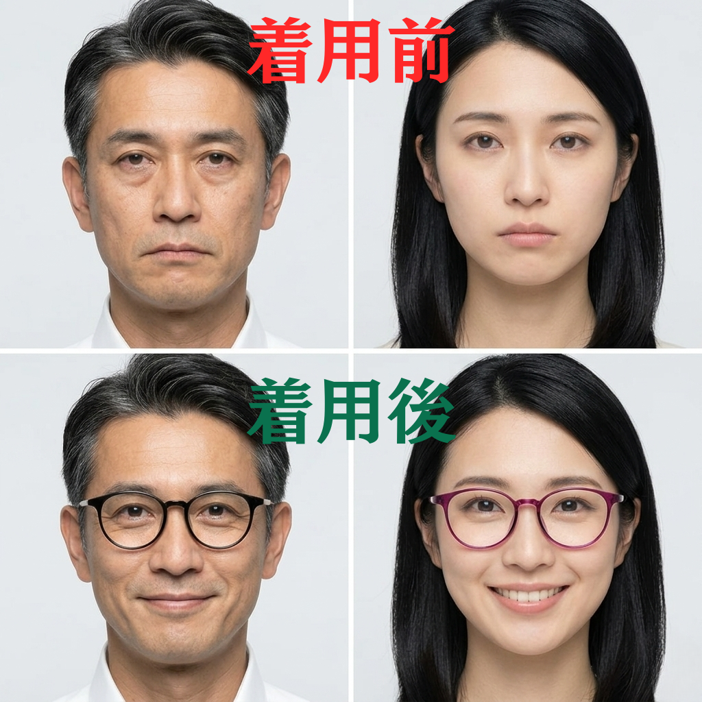 Lunoru さくらんぼ1粒の軽さ 老眼鏡｜2026超おしゃれ｜若見え｜顔型対応｜ブルーライトカット｜単焦点