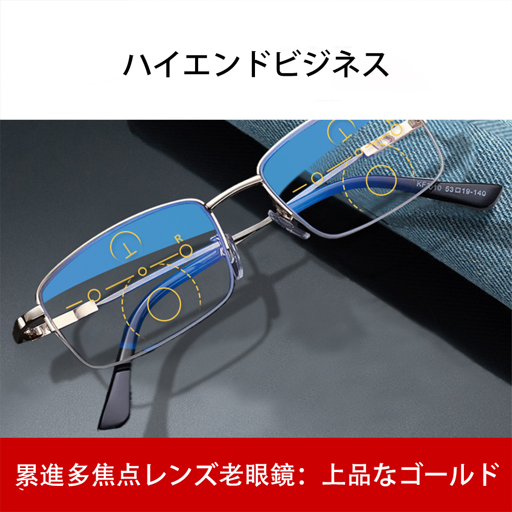 Lunoru 老眼鏡 メンズ レディース兼用 遠近中対応 多焦点 ブルーライトカット 高精細 スマート設計 軽くて快適 リーディンググラス 日常使い・ビジネスにおすすめ