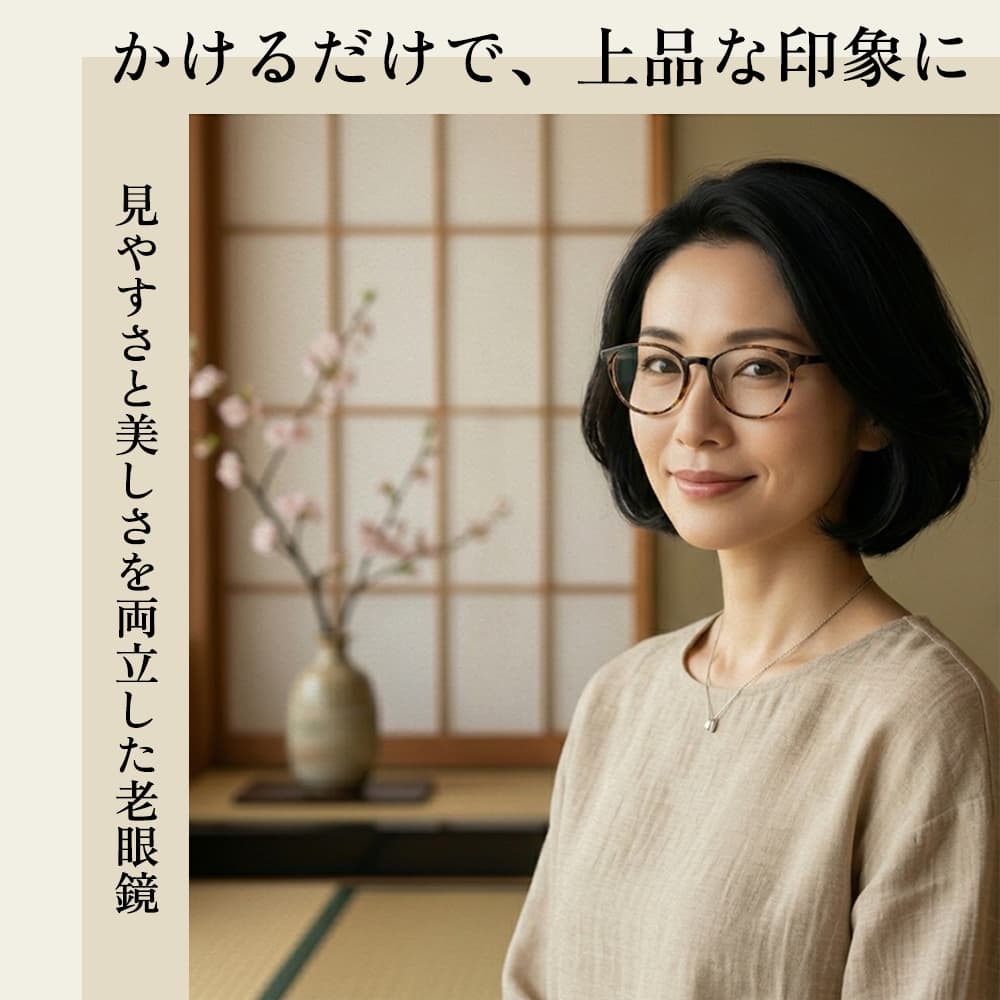 Lunoru さくらんぼ1粒の軽さ 老眼鏡｜2026超おしゃれ｜若見え｜顔型対応｜ブルーライトカット｜単焦点