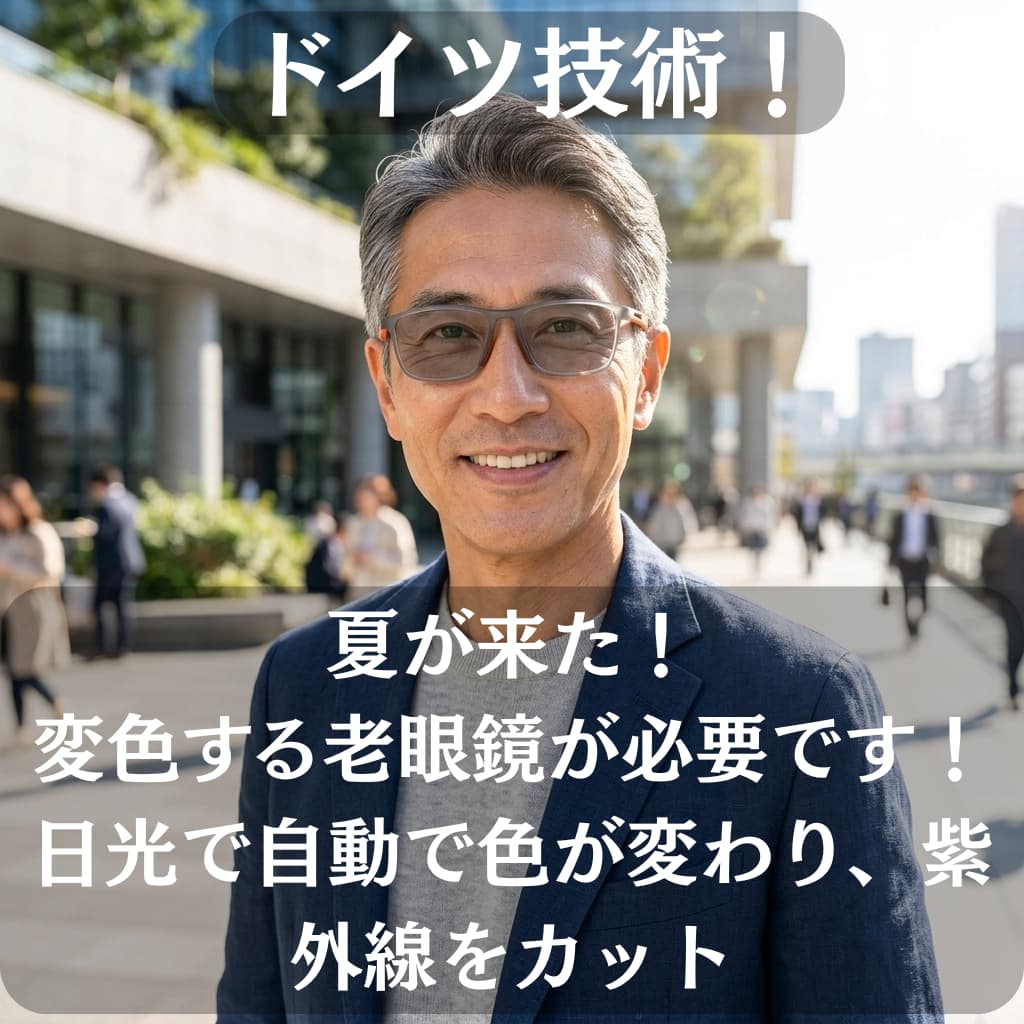 夏用多機能老眼鏡｜多焦点｜ブルーライト＆UVカット｜軽量・滑りにくい・落ちにくい｜家・外出・スポーツ対応｜若見えでおしゃれ｜男女兼用